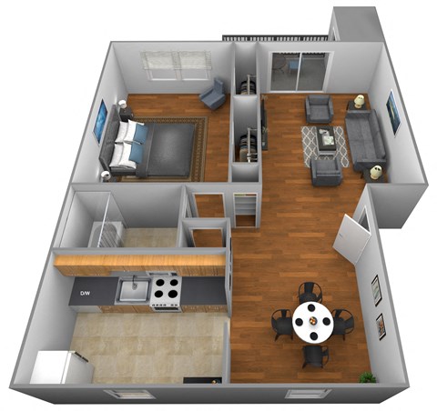 1 bedroom 1 bathroom floor plan at Colony Hill Apartments at Colony Hill Apartments & Townhomes, Baltimore, 21227